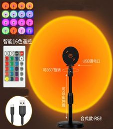 USB rainbow sunset red projector LED night light glow stick sun projection table lamp bedroom bar cafe wall decorative lighting5266718