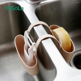 Kitchen Storage FaSoLa Supplies Sink Faucet Silicone Sponge Drain Basket Shelves Hanging Bag Bathroom Organiser