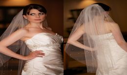 Beaded Wedding Veil Short Waist Length Tulle White Ivory Appliques Bridal Veil Wedding Accessories New Arrival4995436