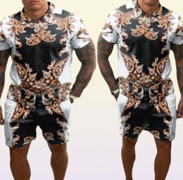 Men039s Tracksuits Tshirt loose printed shorts youth casual suits man xxl plus size blouse retro printing track suit8010409