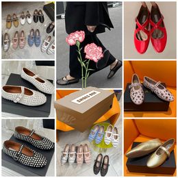 With Box Dress Shoes Designer Sandal ballet slippers slider flat dancing Womens round toe Rhinestone Boat formal office Luxury leather riveted buckle shoes GAI 35-40