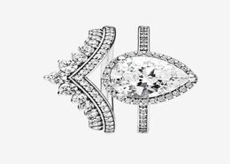 925 Sterling Silver Teardrop Ring CZ Diamond Fits Original Box Wedding Rings Set Ladies Engagement Jewelry2177087