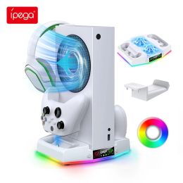 Stands Ipega Upgraded Cooling Fan Stand for Xbox Series S with Charger Station Controller Charging Dock with 15 Colourful RGB Light