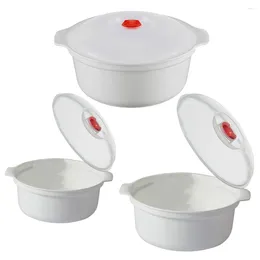 Dinnerware 3 Pcs Ramen Bowl Lunch Box With Lid Vegetables Steamer Plastic Compact Container