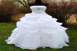 Big Crystal Sequins Bridal Gowns Strapless Floor Length Sweep Train Dress Organza Ball Gown Wedding Dresses BH9496713475