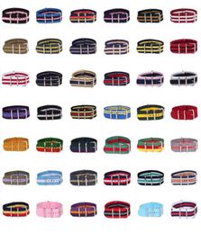 10pcs Whole Lot Stripe Retro 20 mm Strong Army nato fabric Nylon Watch Woven Strap Band Buckle belt 20mm watchbands260I11365291107866