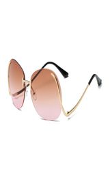 Women Luxury Sunglasses Men Vintage Round Rimless Clear Oversized Sunglasses Fashion Women Sun Glasses Metal Frame Retro Gradient 7424072