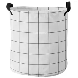 Laundry Bags Simple Geometric Grid White Black Dirty Basket Foldable Home Organiser Clothing Kids Toy Storage