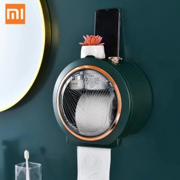 Holders Xiaomi Toilet Paper Holder Bathroom Wall Mounted Toilet Paper Roll Holder Plastic Storage Box for Toilet Paper
