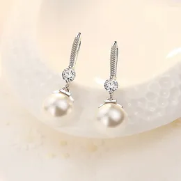 Dangle Earrings 925 Sterling Silver Pretty Crystal Pearl For Women Fashion Designer Jewelry Party Wedding Engagement Christmas Gifts