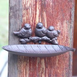 Other Bird Supplies Rustic Three Birds Leave Cast Iron Wall Feeder And Tabletop Storage Plate Tray For Home Garden Outdoor Decoration