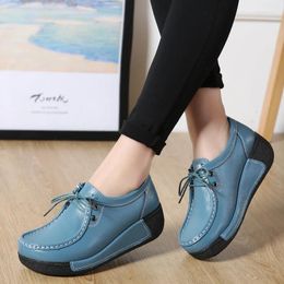 Casual Shoes High Top Quality Women's Genuine Leather Ladies Luxury Platform For Women 2024 Moccasins Outdoor Fashion