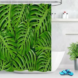 Shower Curtains Tropical Plant Leaves Fabric Curtain Liner Bathroom