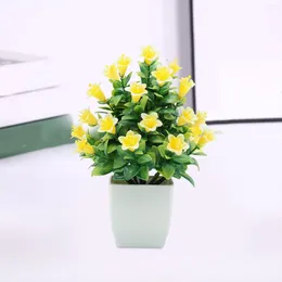 Decorative Flowers Artificial Potted Faux Floral Arrangements For Desk Home And Office Decor Plastic Vase Big