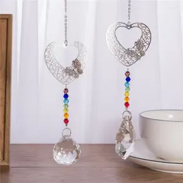 Decorative Figurines 3D Metal Chakra Rainbow Glass Bead Ball Window Hanging Heart Butterfly Chandelier Prisms Suncatcher Handcrafted Pendant