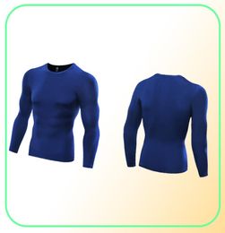 Running t shirts dry fit mens gym clothing scoop neck long sleeves underwear body building suit polyester apparel2164669