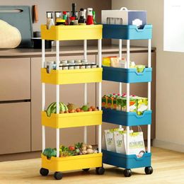 Hooks Laundry Room Space Saver Four-tier Rolling Cart Versatile 4-tier Storage Shelf Space-saving With For Kitchen