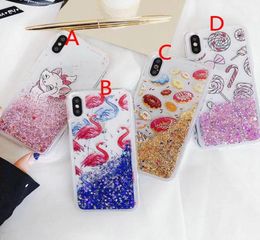 Cute cartoon flamingo iquid quicksand mobile phone case cover for iphone X 7 7plus 8 8plus 6 6S TPU8844855