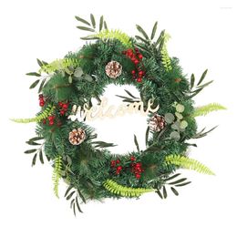 Decorative Flowers Christmas Wreath Mixed Name Plate Eucalyptus Wreaths Pendant PVC Pine Needles Window Decor Festival Cloth Xmas Artificial