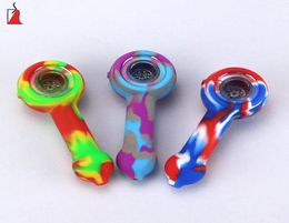 Silicone Hand Pipe With Bowl Tobacco Pipe Smoking Accessories Rainbow Factory Whole SILICLAB1425098