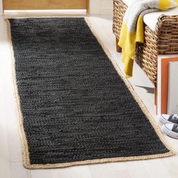 Carpets Jute Rug Natural Hand Woven Leather Flatweave Area In Black Casual Solid Design