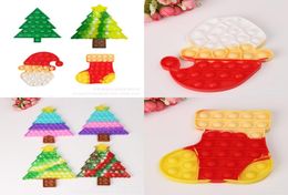 New Christmas series toy rainbow macaron tie dye Xmas tree stocking hat push bubble poo-its board game party ornament kids gifts anti anxiety toys H923HR4R5655930