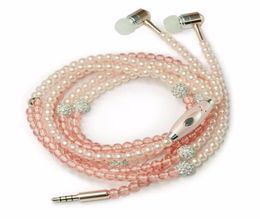 Fashion Inear Earbuds Fashionable Jewellery Pearl Necklace Earphones Pearl earphone with Mic Connect to Smart Phone6803315