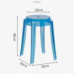 Decorative Figurines XK Transparent Stool Household Stackable Plastic Thickened Small Round Dining Room High