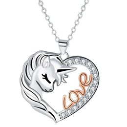 New Best-selling Unicorn Necklace Heart-shaped Pendant Love Collarbone Chain