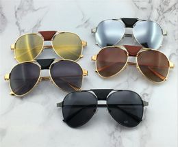 New fashion men sunglasses pilot frame santos leather design men design metal frame screws design top quality with case002718825465