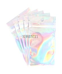 Holographic Colour Multiple Size Smell Proof Bags 100 pieces Resealable Mylar Bags Clear Zip Lock Food Candy Storage Packing Bags1577763