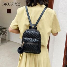 School Bags Fashion Women Black Small Backpack Travel Lattice Pattern Handbag Double Shoulder Bag Outdoor Street Rucksack