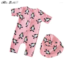 Women's Swimwear Boys Girls Swimsuit Children's Animal Print Kids Bathing Suit Baby Boy Hat One-pieces Infant