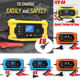 2024 2024 Car Battery Charger 12V 6A Intelligent Fast Charging Pulse Repair Type Full Auto-Stop Dual-Mode Lead Acid For Motorcycle Truck