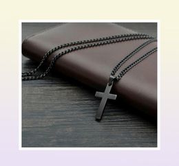 vintage cross pendant necklace stainless steel black chain men women Jewellery gift9095615