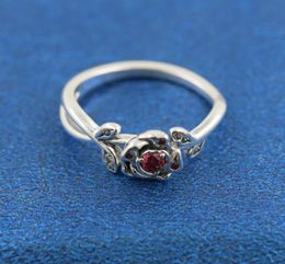 100% 925 Sterling Silver Rose Flower Ring with Cz Stone Fit P Jewelry Engagement Wedding Lovers Fashion Ring6589179