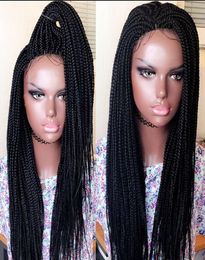 part brazilian hair Braided Box Braids Wig Long Black Hair Synthetic Lace Front Wigs for Women Heat Resistant Cosplay Lace Wi8366583