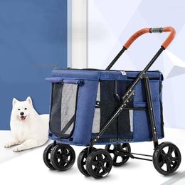 Hooks Modern Designer Pet Stroller Large Dog Trolley Folding Travel Outdoor Supplies Personality 4-wheel Strollers