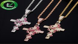 Mens jewelry iced out pendant luxury designer necklace statement cross hip hop bling diamond rapper chain hiphop men accessories gold8532302