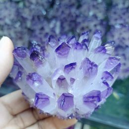 Decorative Figurines Natural Ly Discovered Purple Crystal Cluster Energy Ore Home Office Decoration Gift Mineral Specimen Reiki Healing