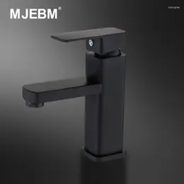 Bathroom Sink Faucets MJEBM Black Square Faucet Single Handle Basin Wash Tap Toilet Deck Mounted