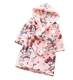 3PCSLot 13 types kids robes Unicorn winter fleece bathrobe for children Unisex Flannel Hooded Bathing suit girls sleepwear kids c6519447