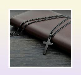 vintage cross pendant necklace stainless steel black chain men women Jewellery gift3124573