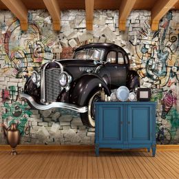 Wallpapers 3D Wallpaper Retro Graffiti Mural Classic Car Restaurant Living Room Bedroom TV Background Wall Deocative Custom Size