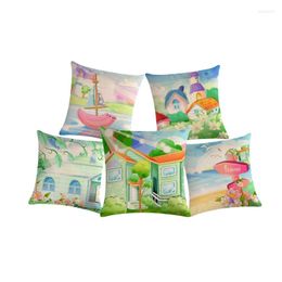 Pillow Sunshine House Cover Beautiful Buliding Cotton Linen Houseware Christmas Fronha Travesseiro ZY552