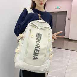 Backpack Female Student School Women High Capacity Waterproof Kawaii Girl Travel Solid Color Big Nylon Bag Mochila