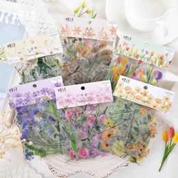 Gift Wrap Flowers Sticker 40 Pieces /Pack Fresh Flower Plant Transparent Waterproof Daisy Hand Account Decoration Scrapbooking Material