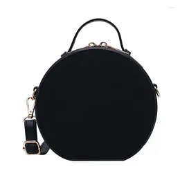 Bag Women Shoulder Fashion Ladies Messenger Bags Youth Waterproof Handbag Round Simple Female High Quality Pu Leather Black