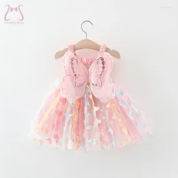 Girl Dresses Baby Girls Birthday Party Evening Summer Butterfly Wings Children Clothes Sweet Colourful Toddler Kids Costume