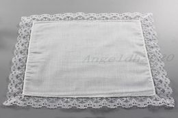 25cm White Lace Thin Handkerchief 100 Cotton Towel Woman Wedding Gift Party Decoration Cloth Napkin DIY Plain Blank Handkerchief2068861